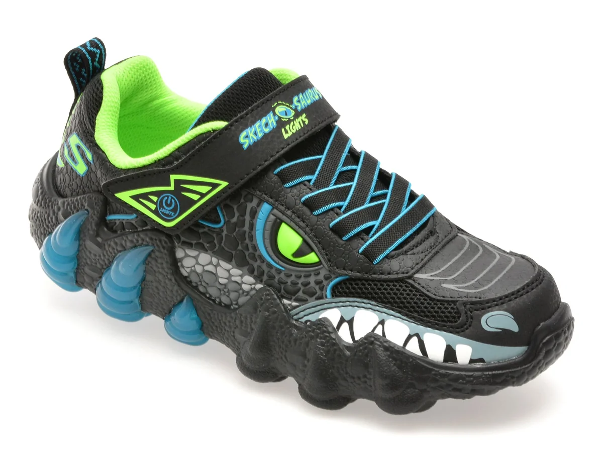 Pantofi Sport Skechers Negri, Skech-O-Saurus Lights 2.0 Din Material Textil