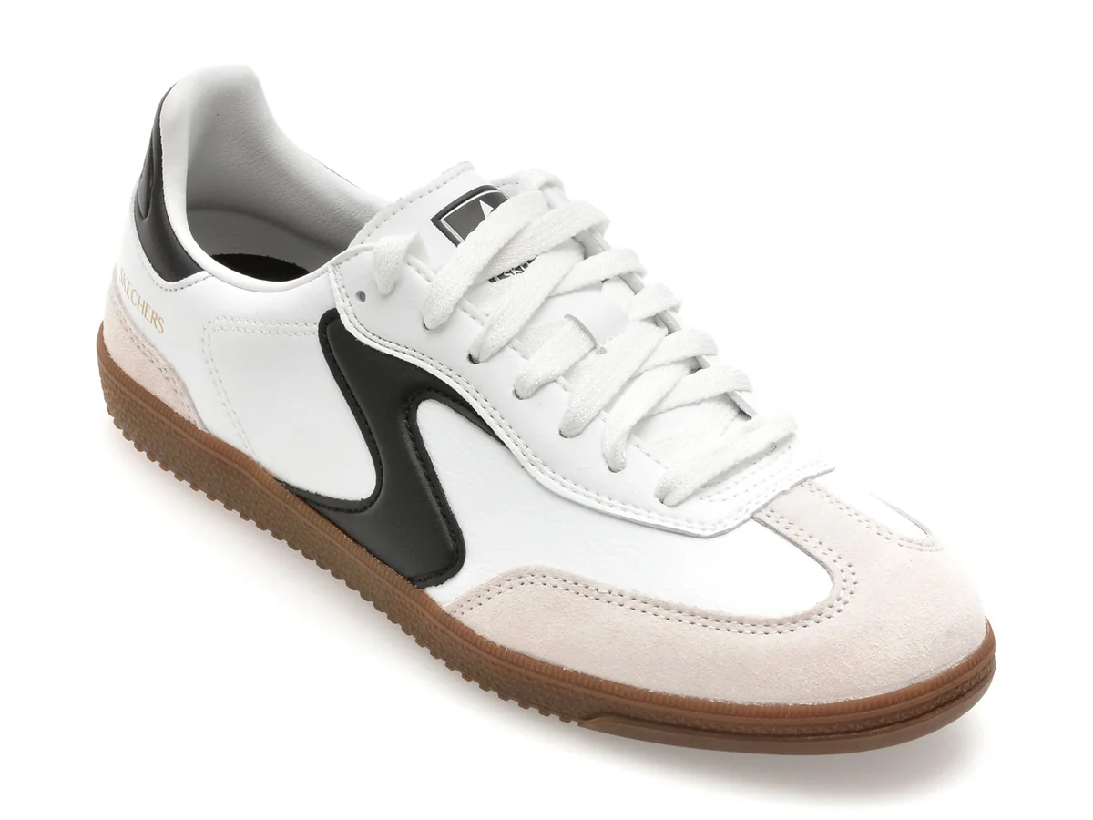 Pantofi Sport Skechers Alb-Negru, Hotshot, Din Piele Ecologică
