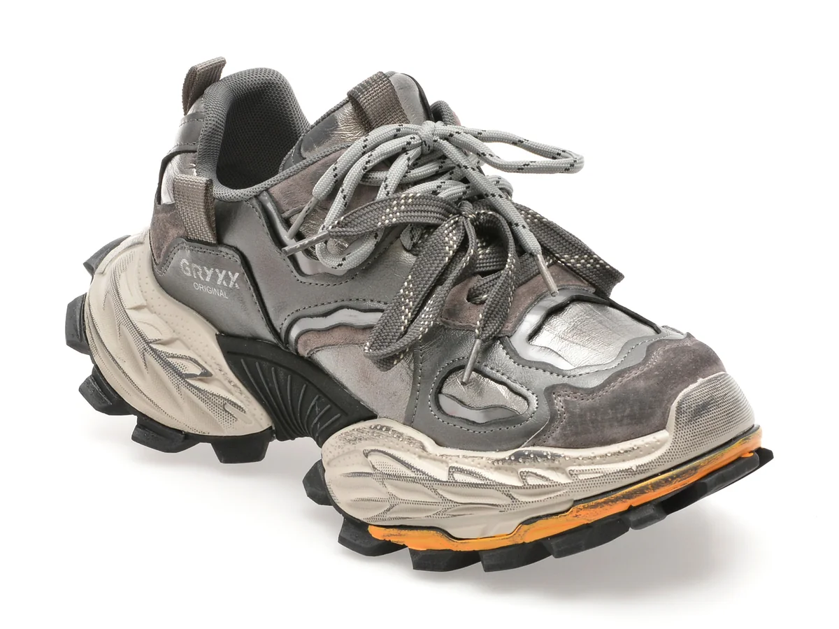 Pantofi Sport Gryxx Gri 10165 Din Piele Naturala