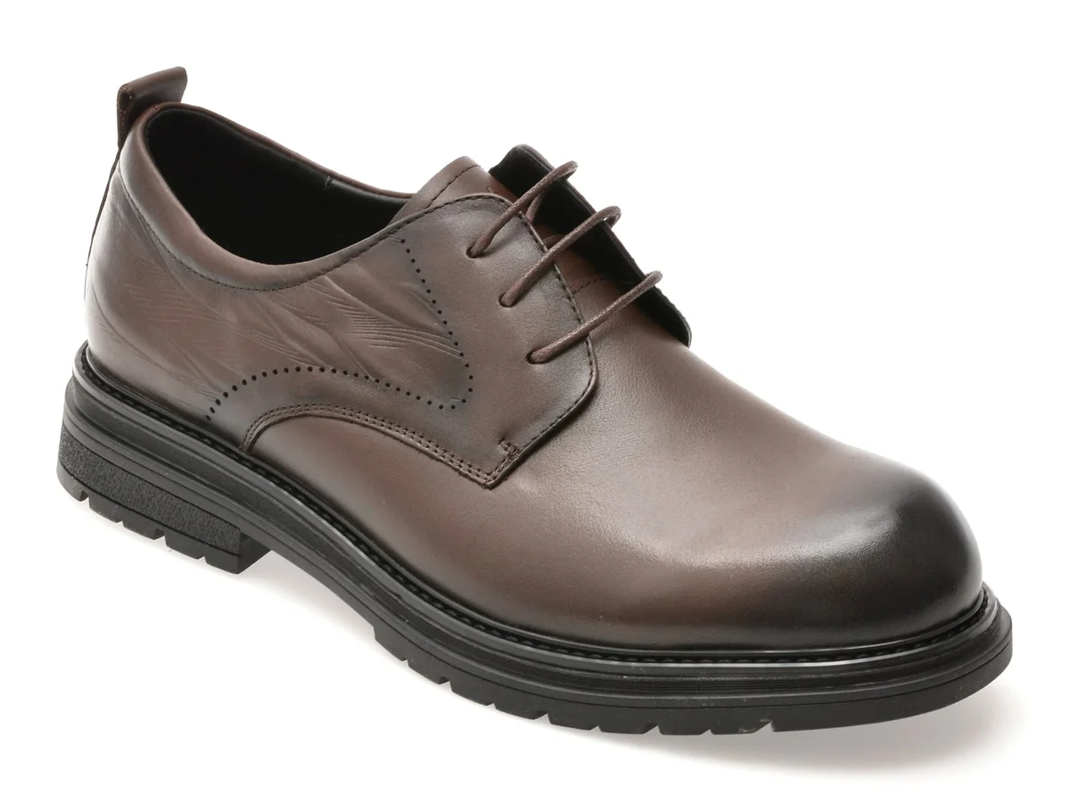 Pantofi Epica Maro, 9755, Din Piele Naturala