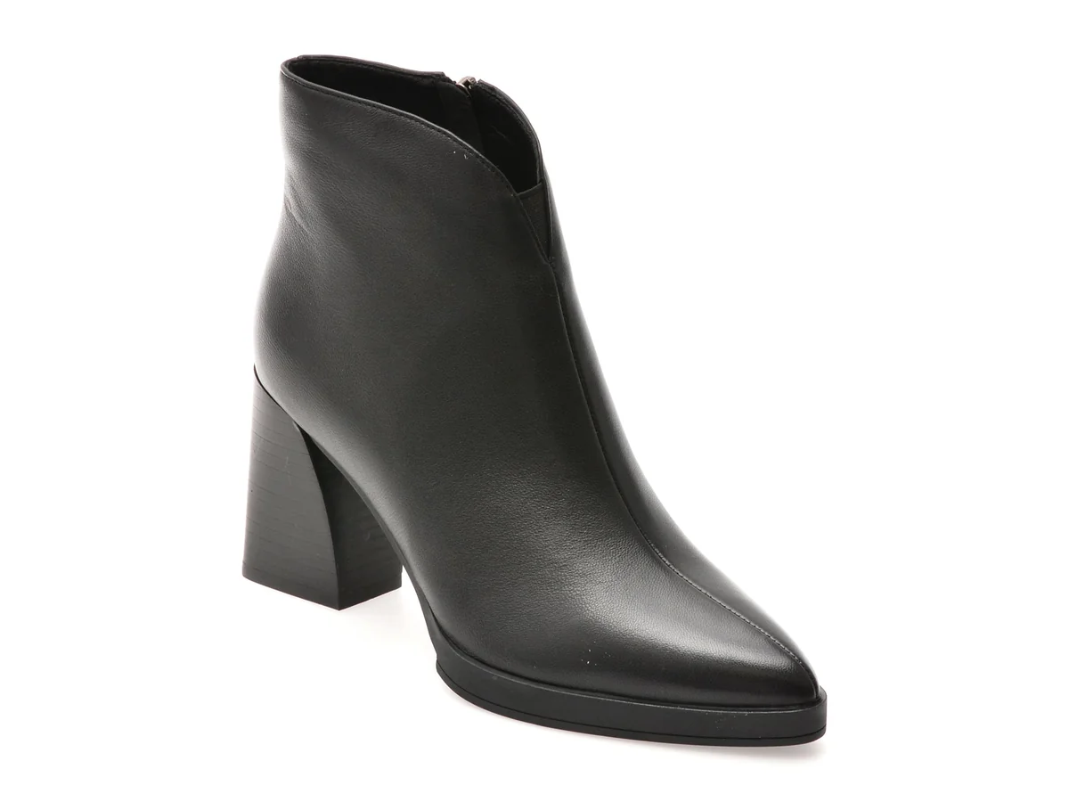 Botine Elegante Epica Negre, 2748, Din Piele Naturală