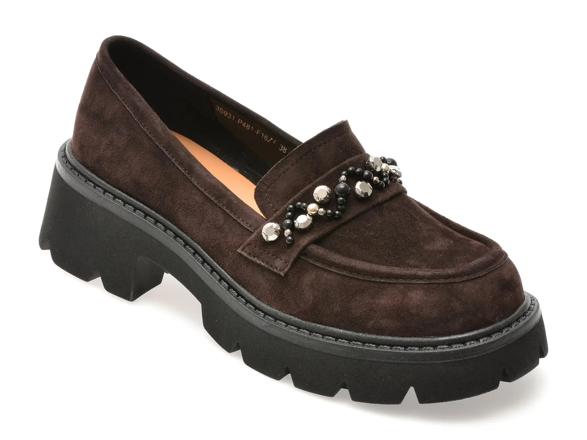 Mocasini Epica Maro, P481, Din Piele Intoarsa