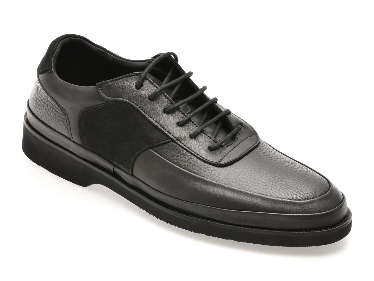 Pantofi Otter Negri 813 Din Piele Naturala