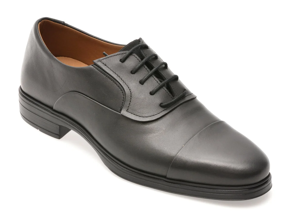 Pantofi Eleganti Otter Negri, E301, Din Piele Naturala