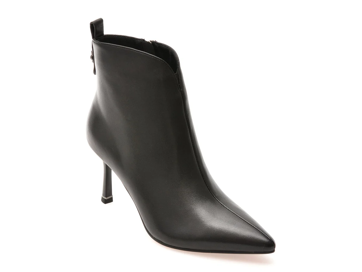 Botine Elegante Epica Negre, A1501, Din Piele Naturala