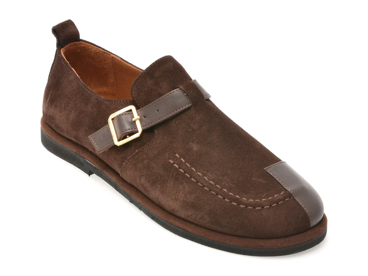 Pantofi Epica Maro, 4796005, Din Piele Intoarsa