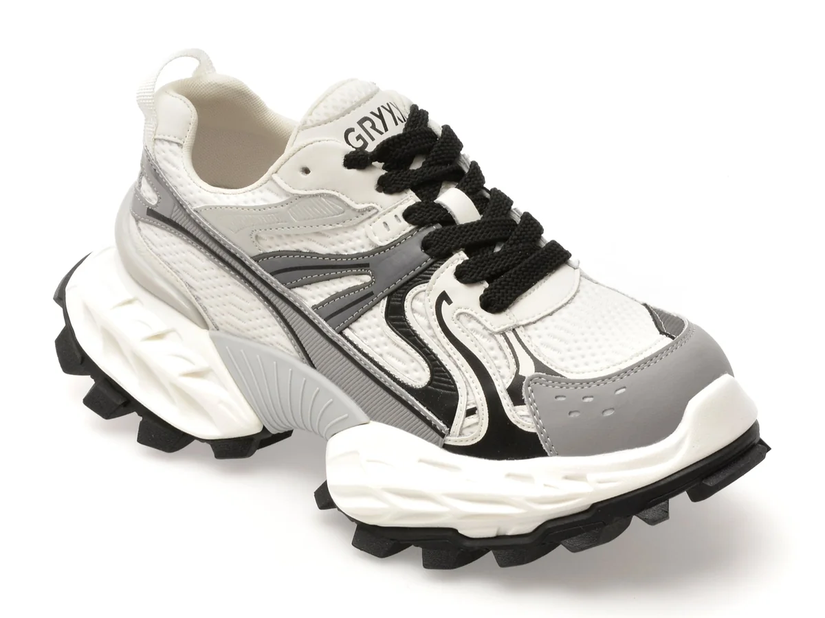 Pantofi Sport Gryxx Alb-Negru 8859 Din Piele Ecologică