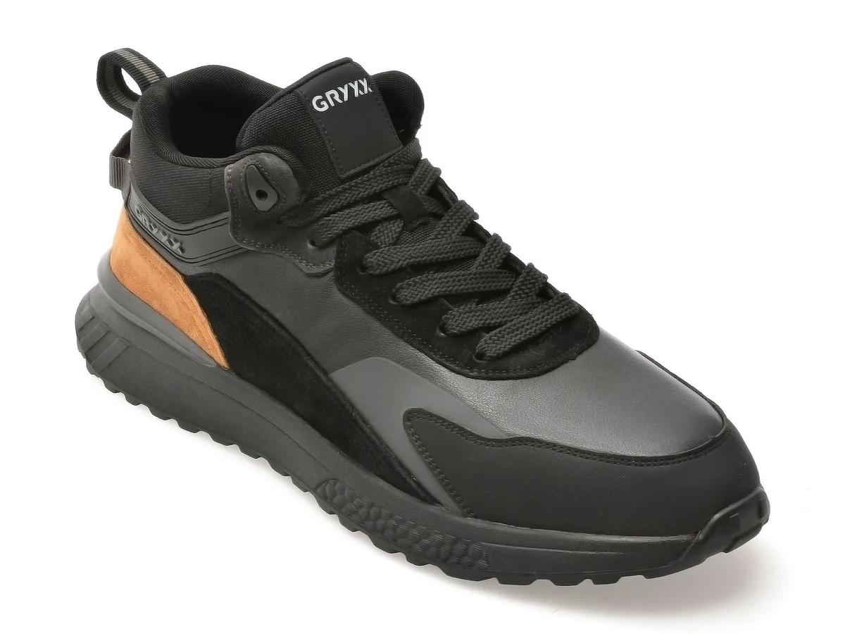 Ghete Gryxx Negre, ZMSN33, Din Piele Naturală