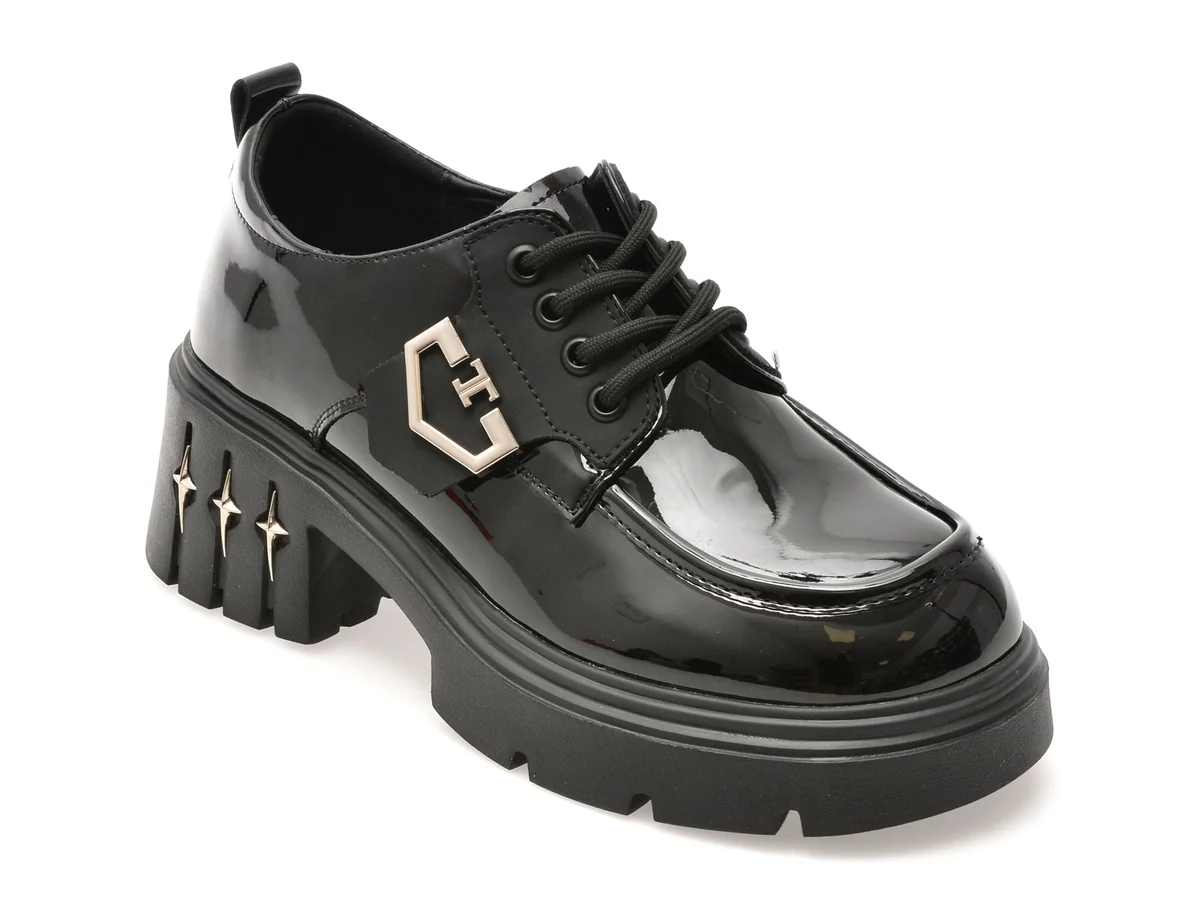 Pantofi Gryxx Negri, 70723, Din Piele Naturala Lăcuită