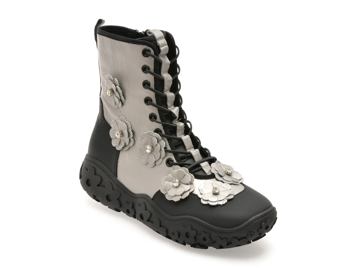 Ghete Gryxx Argintii, AD20, Din Piele Naturală