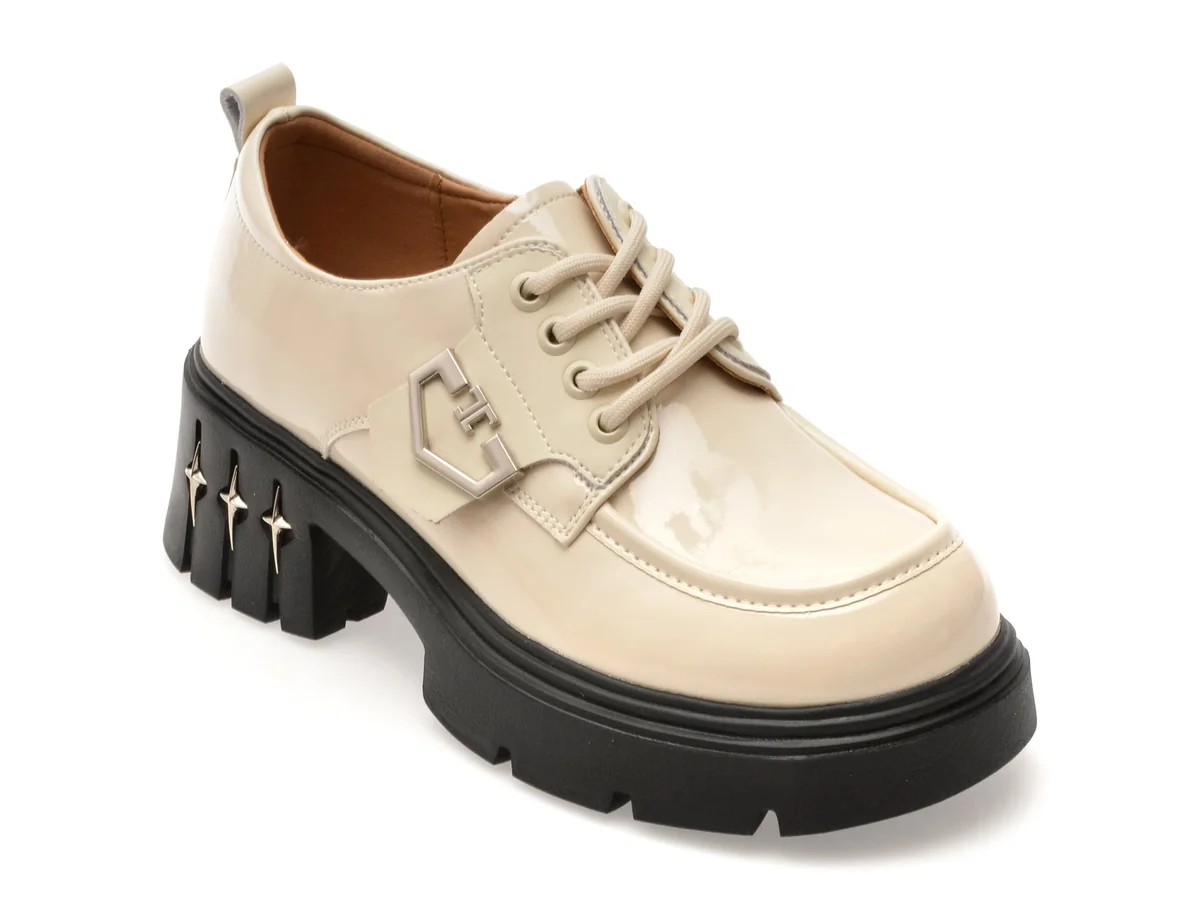 Pantofi Gryxx Bej, 70723, Din Piele Naturala Lăcuită