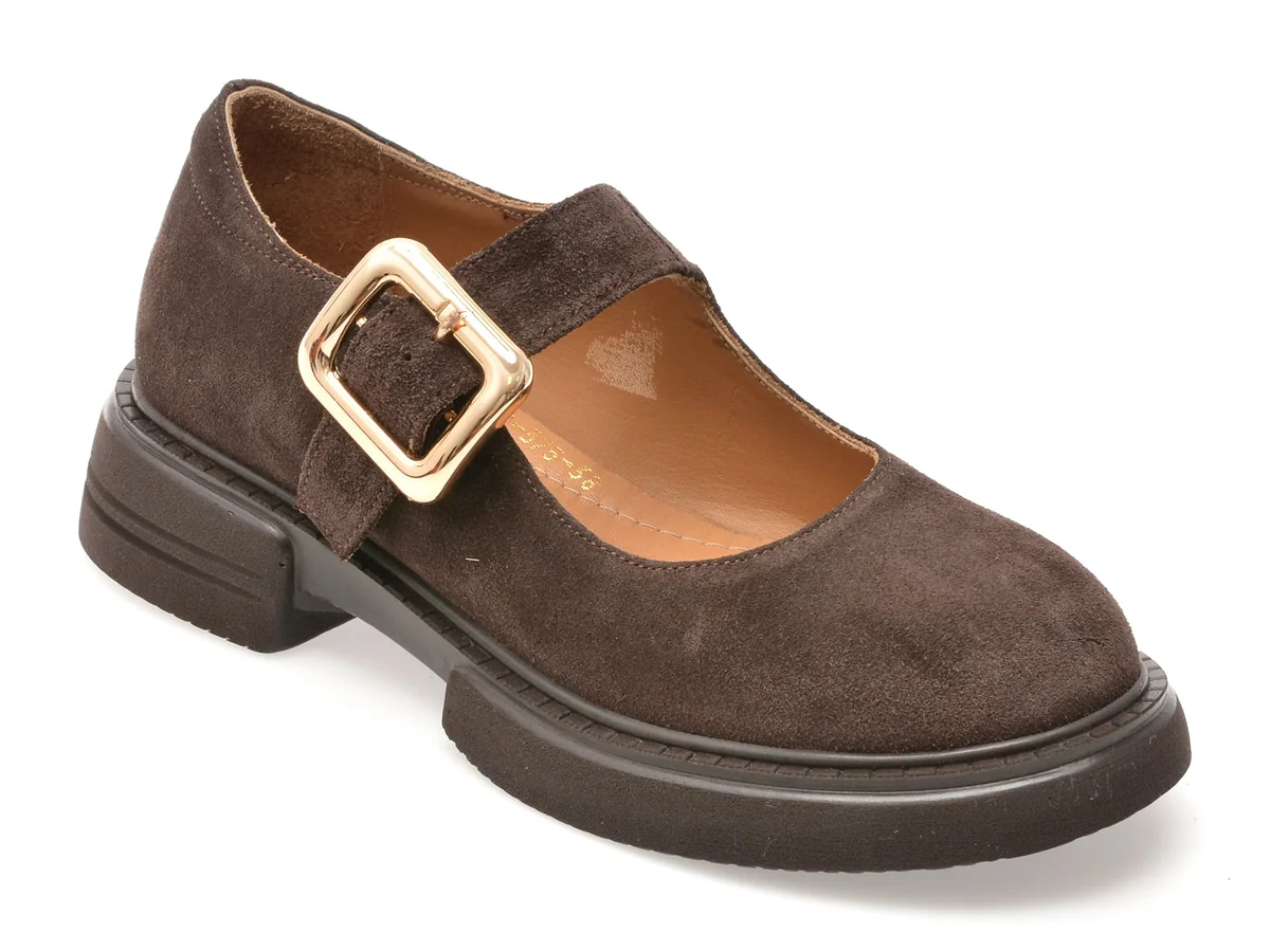 Pantofi Epica Maro, 4196732, Din Piele Întoarsă