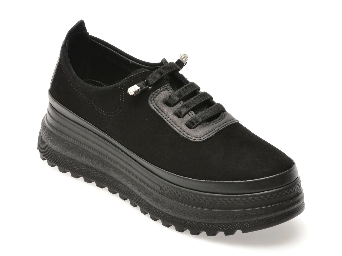 Pantofi Image Negri, 387375, Din Piele Întoarsă