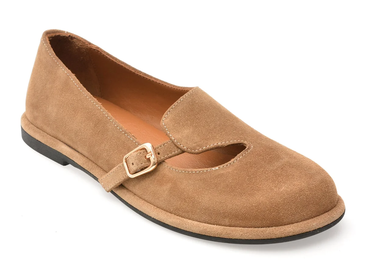 Pantofi Epica Bej, 1614033, Din Piele Întoarsă