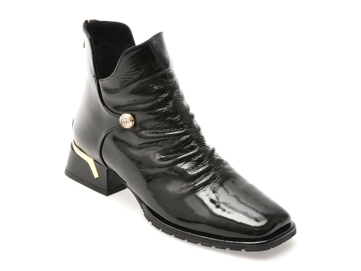 Ghete Epica Negre, 531227, Din Piele Naturala Lacuita