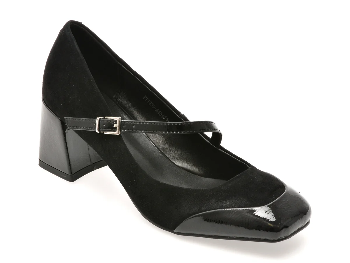 Pantofi Flavia Passini Negri, 65454, Din Piele Întoarsă