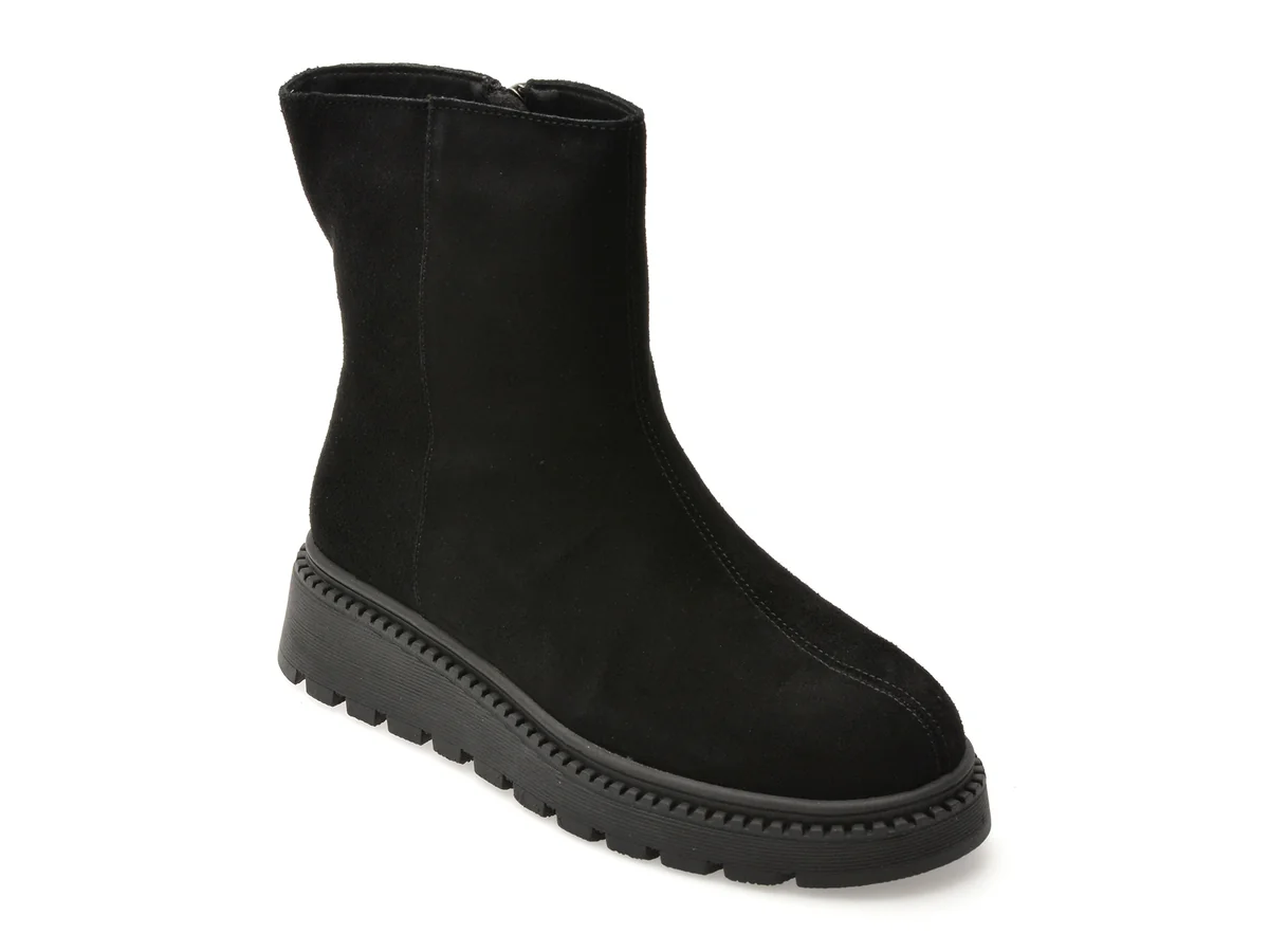 Ghete Flavia Passini Negre, 7312, Din Piele Întoarsă