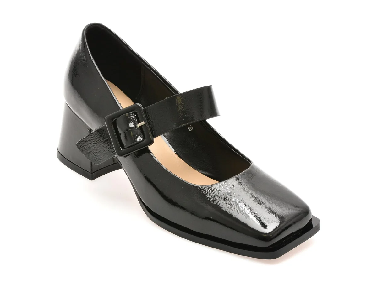 Pantofi Flavia Passini Negri 55828 Din Piele Naturală Lăcuită