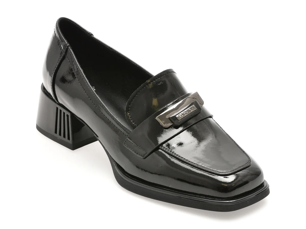 Mocasini Flavia Passini Negri, 65505, Din Piele Naturala Lăcuită