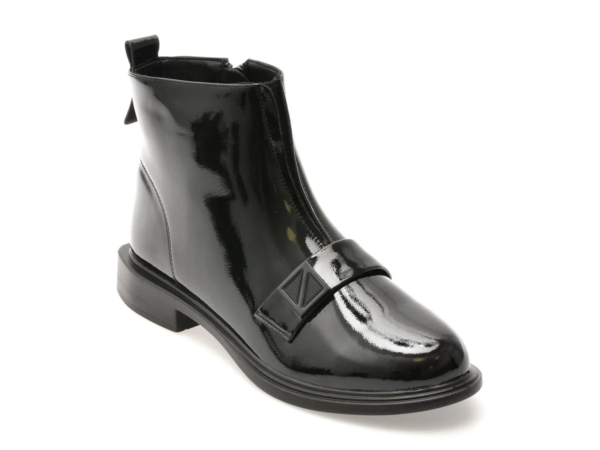 Ghete Flavia Passini Negre, 151, Din Piele Naturala Lăcuită