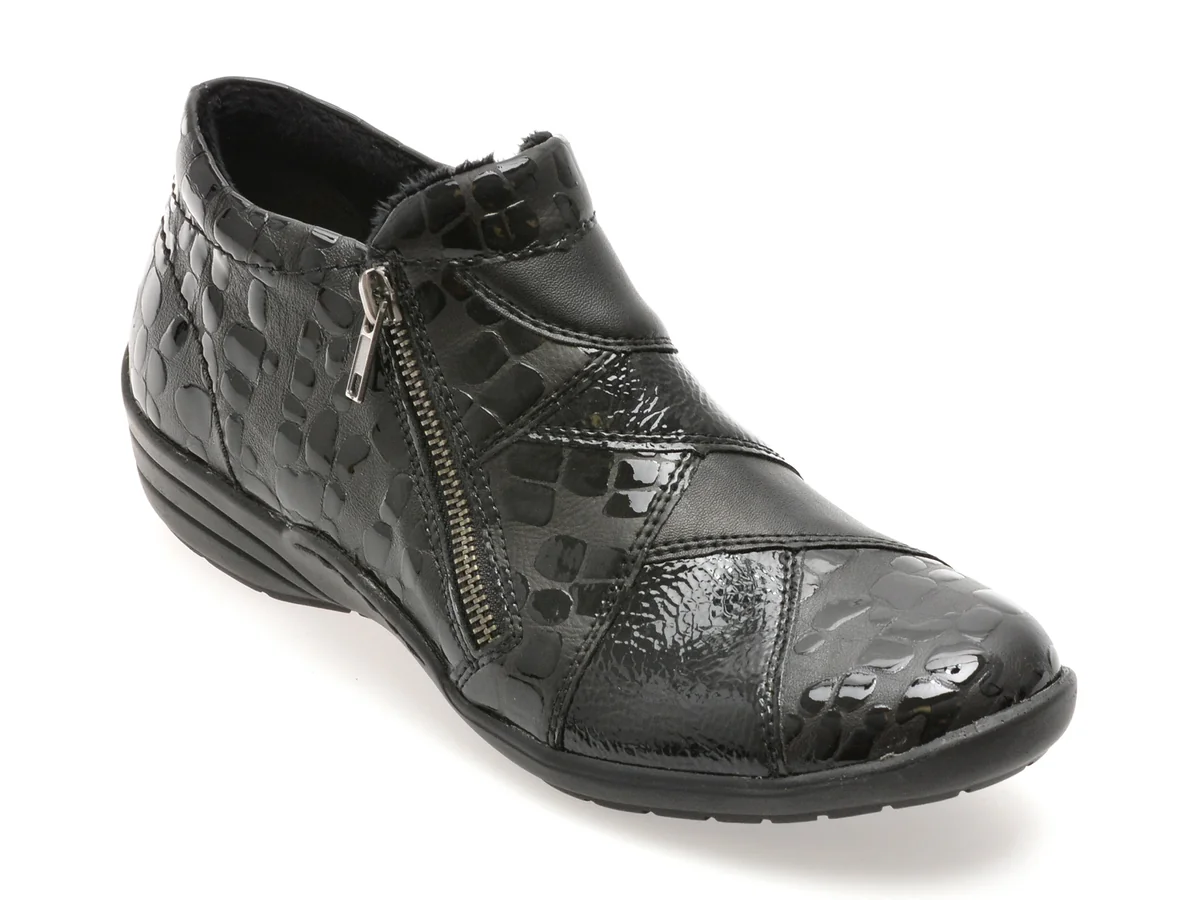 Ghete Remonte Negre, R7674, Din Piele Naturala