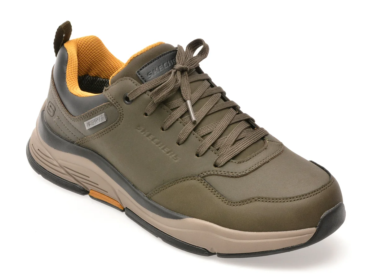 Pantofi Sport Skechers Kaki, Benago, Din Piele Naturala
