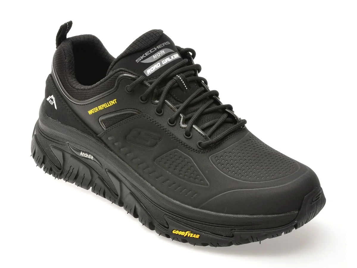 Pantofi Sport Skechers Negri, Arch Fit Road Walker, Din Piele Naturala