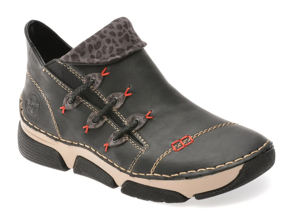 Ghete Rieker Negre, 45983, Din Piele Ecologica