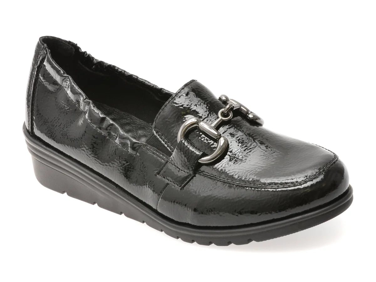 Mocasini Rieker Negri, L5352, Din Piele Naturală Lăcuită