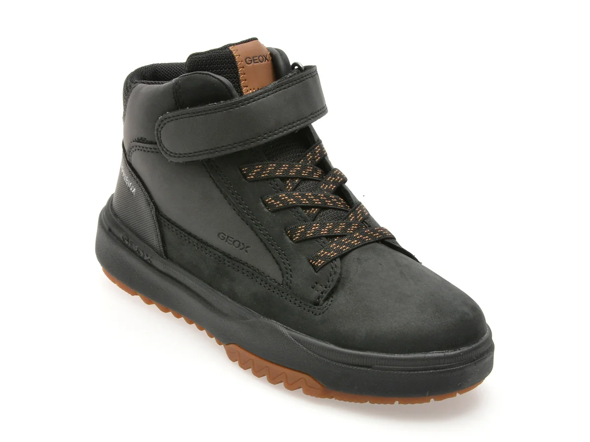 Ghete Geox Negre, J16FMA, Din Piele Naturala