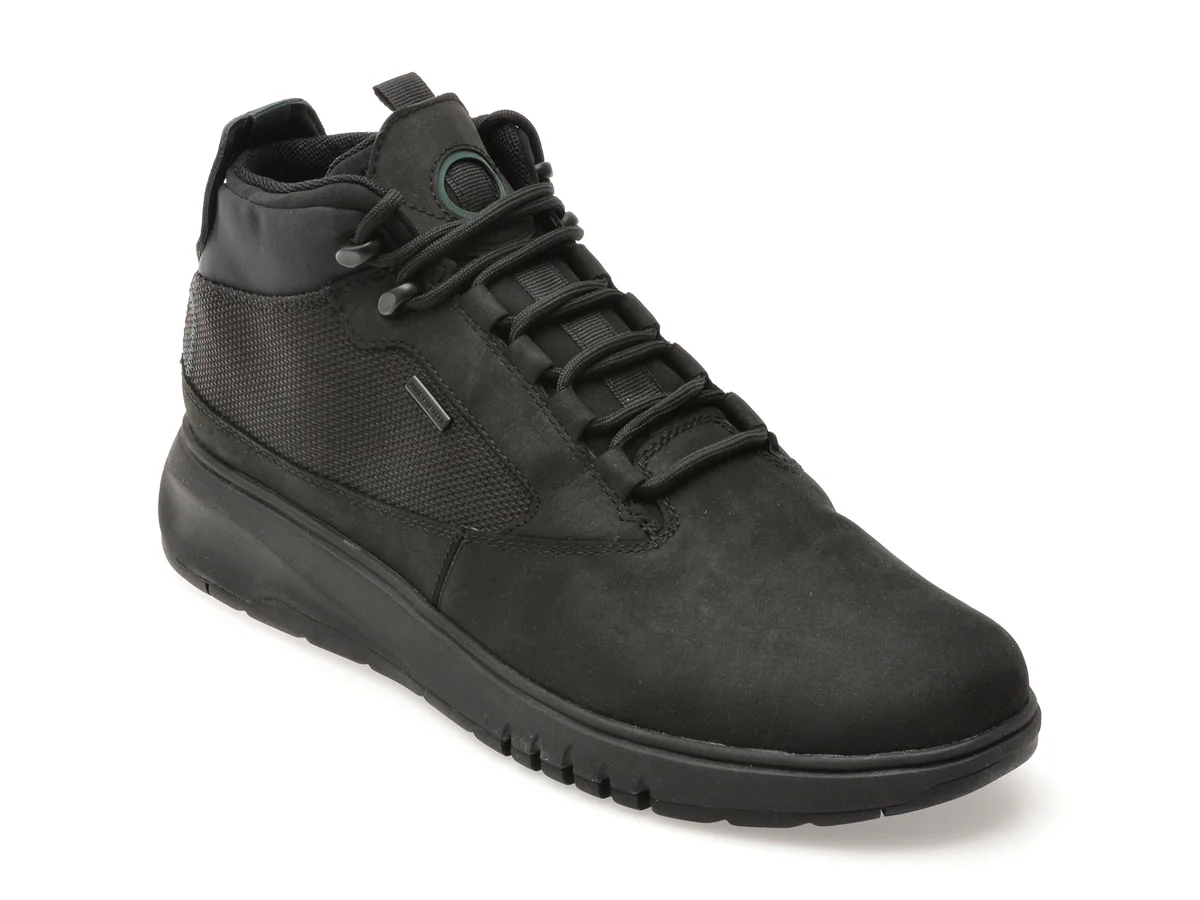 Ghete Geox Negre, U36APA, Din Piele Naturală