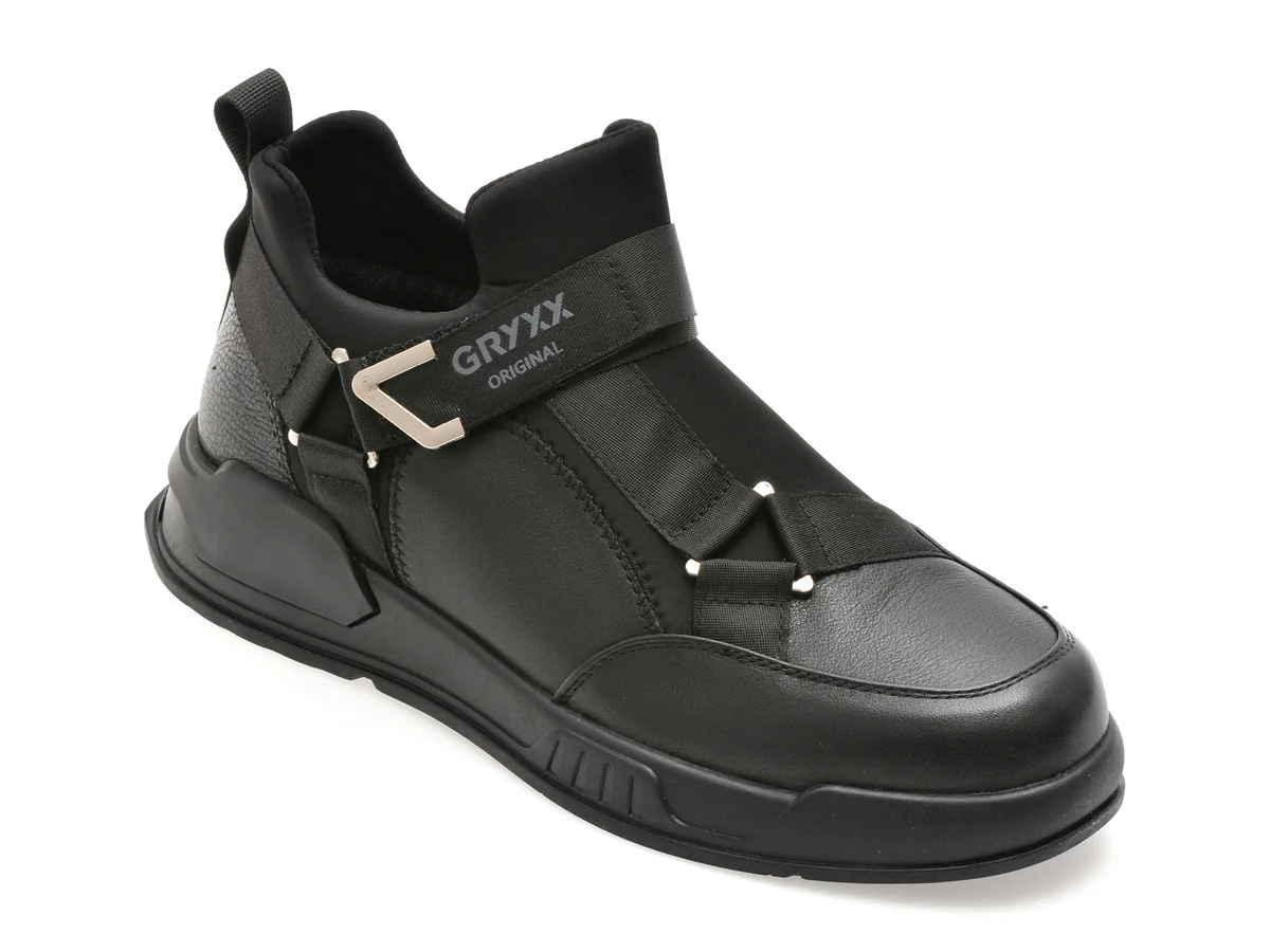 Ghete Gryxx Negre, Ln55, Din Piele Naturala