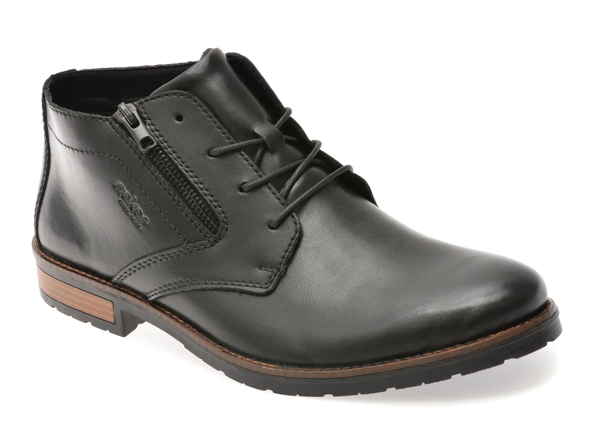 Ghete Rieker Negre, 14609, Din Piele Naturală