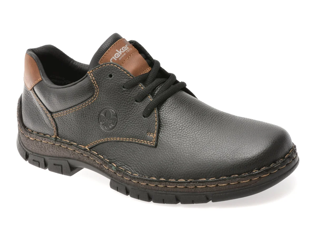 Pantofi Rieker Negri, 12213, Din Piele Naturala