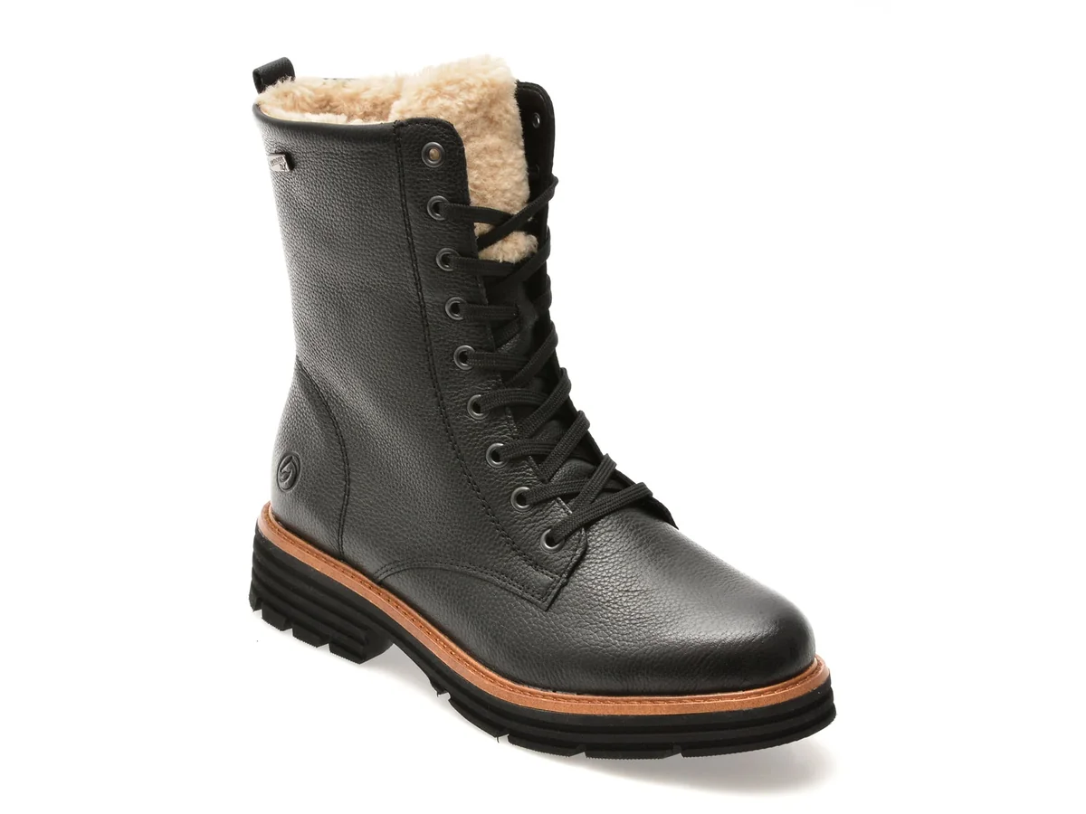 Bocanci Remonte Negri, D3A73, Din Piele Naturală