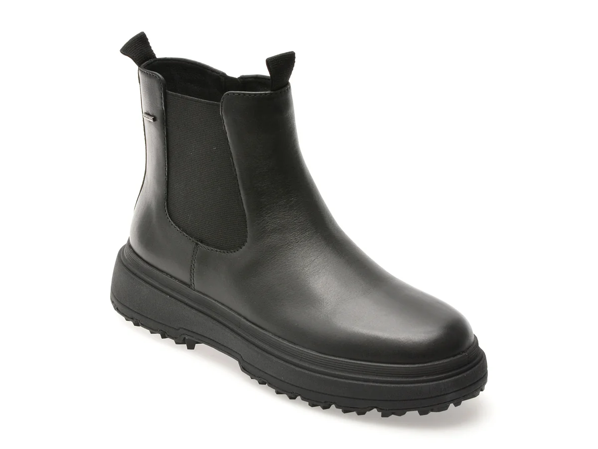 Ghete Geox Negre, D46XMD, Din Piele Naturala