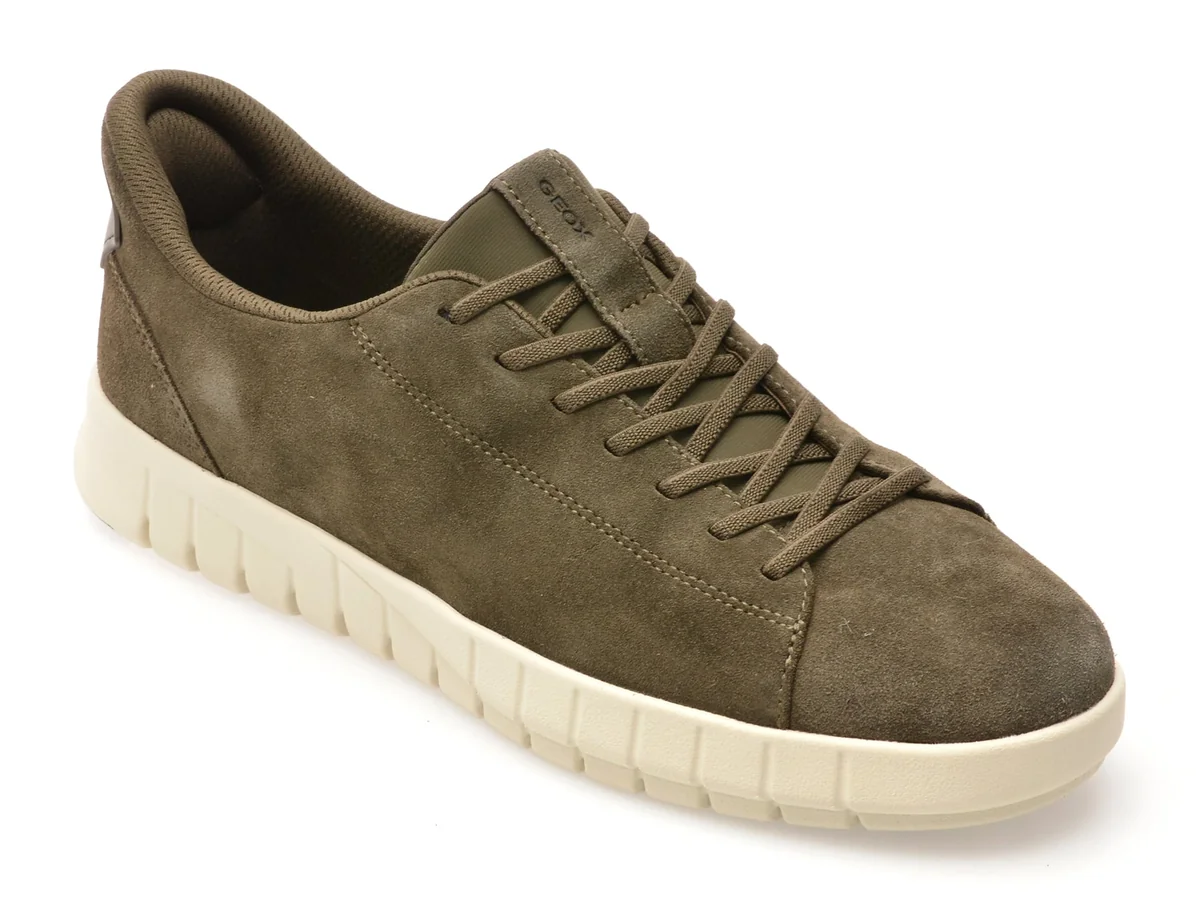 Pantofi Sport GeoX Kaki, U56MAA, Din Piele Întoarsă