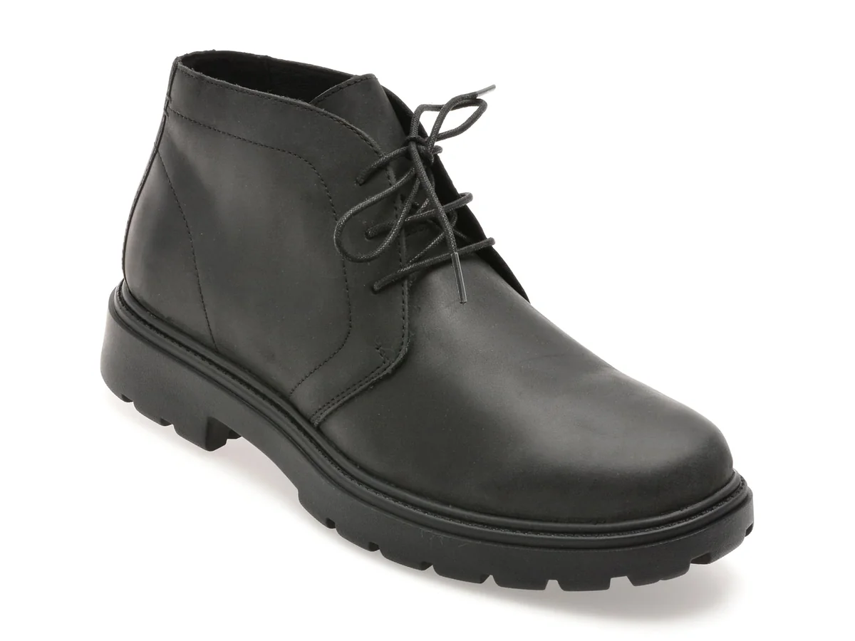 Ghete Geox Negre, U56FRA, Din Piele Naturala