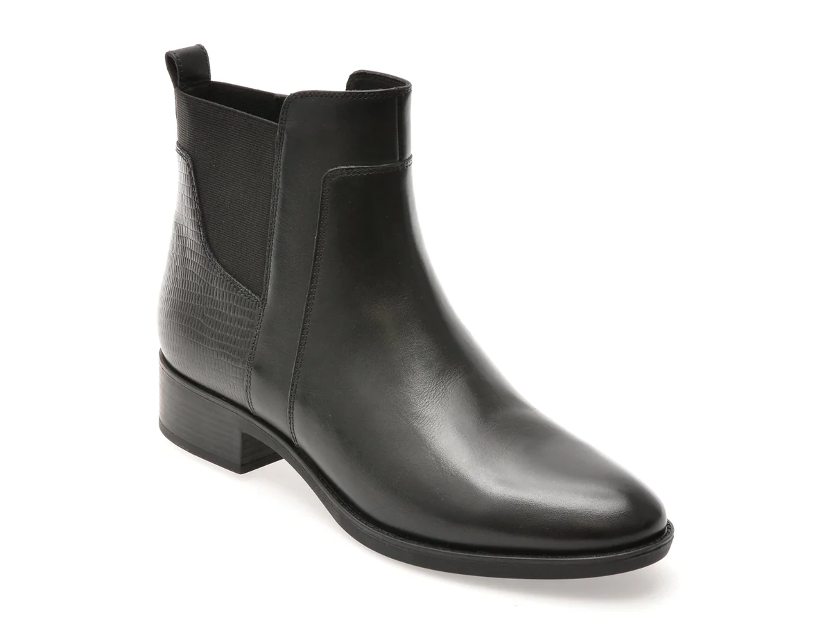 Ghete Geox Negre, D94G1G, Din Piele Naturală