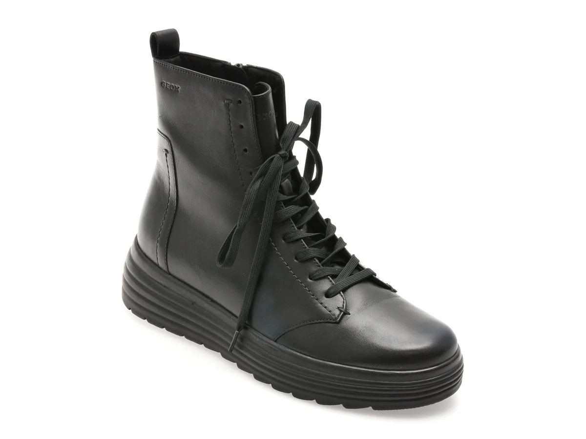 Ghete Geox Negre, D94FDA, Din Piele Naturala
