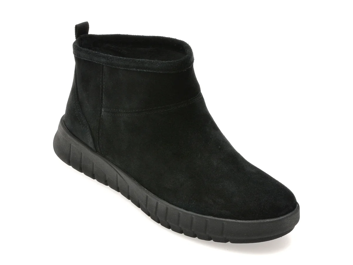 Ghete Geox Negre, D569AA, Din Piele Întoarsă