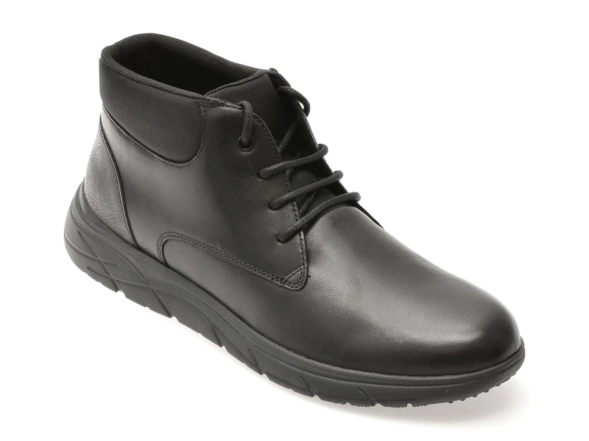 Ghete Geox Negre, U36E1B, Din Piele Naturală