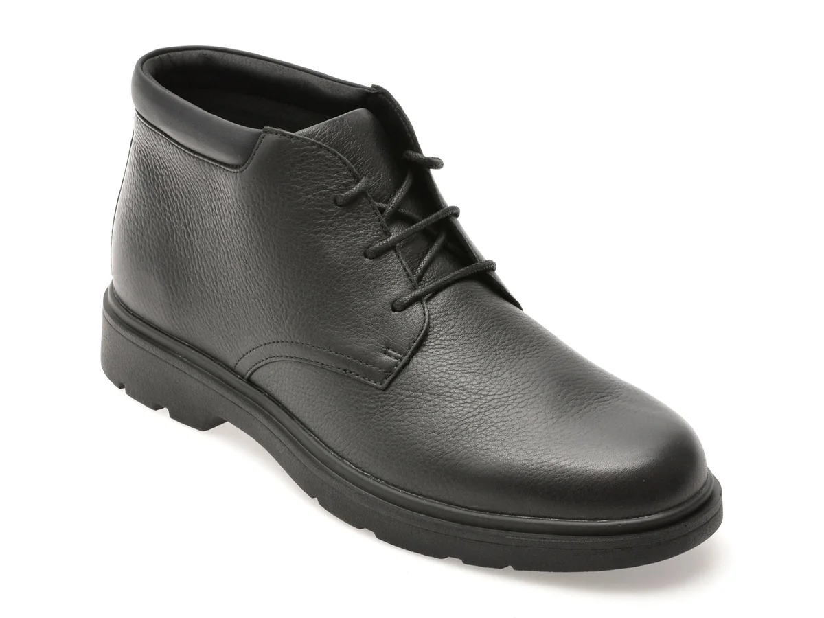 Ghete Geox Negre, U36D1B, Din Piele Naturală