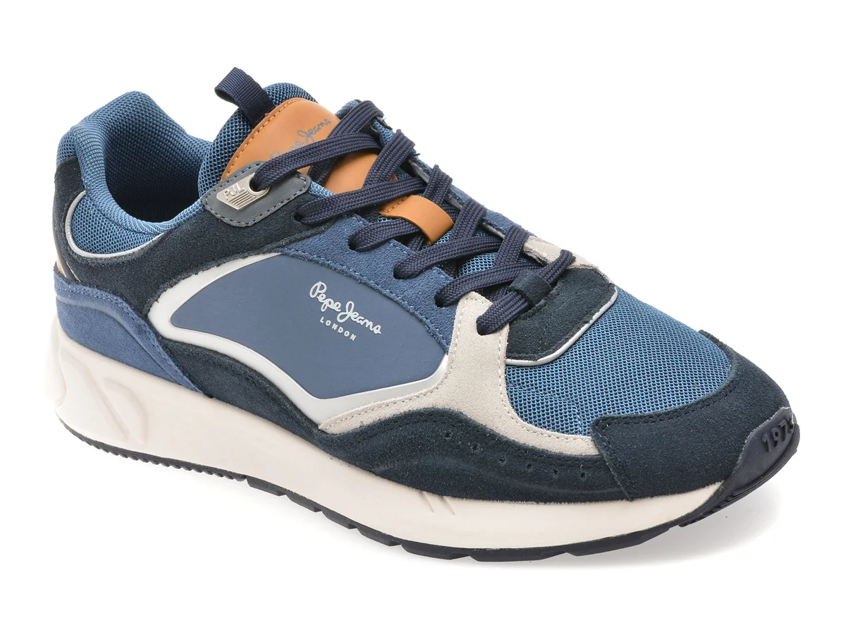 Pantofi Sport Pepe Jeans Albastri, Ms60004, Din Material Textil Și Piele Naturală
