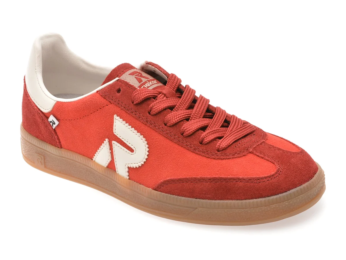 Pantofi Sport Rieker Roșii, W2200, Din Piele Întoarsă