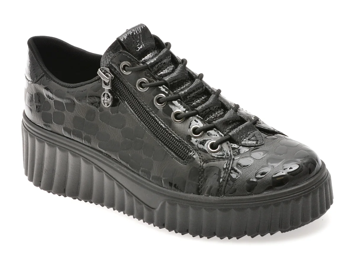 Pantofi Sport RIEKER Negri, N2555, Din Piele Ecologică