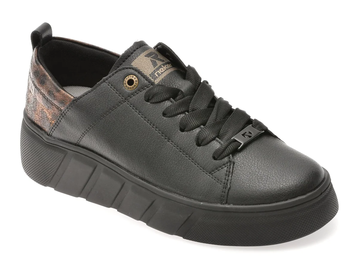 Pantofi Sport Rieker Negri, W2602, Din Piele Naturală