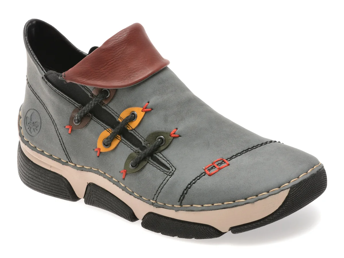 Ghete Rieker Gri, 45983, Din Piele Ecologică