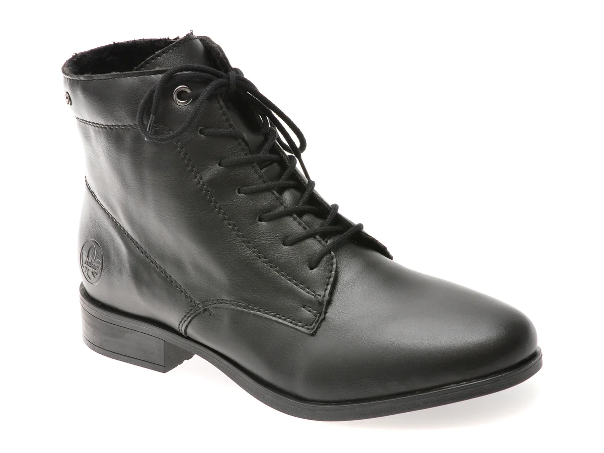 Ghete Rieker Negre 77030, Din Piele Ecologică