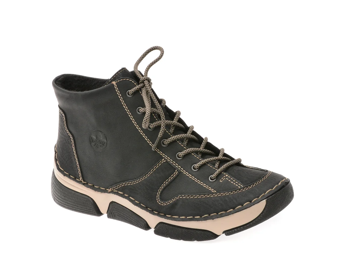 Ghete Rieker Negre, 45906, Din Piele Ecologica